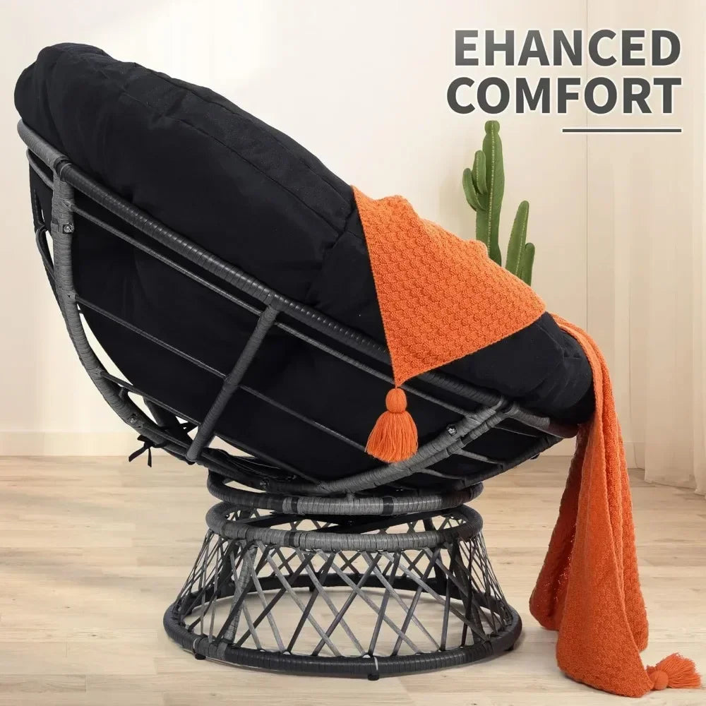 Papasan Chair With Cushion And Frame Waterproof 360 Swivel