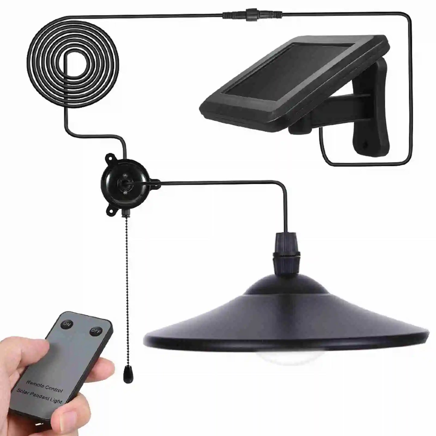 Solar Pendant Light 8 LED With Remote Control Pull Cord