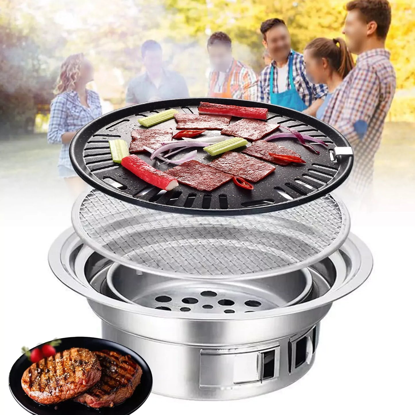 Japanese Style Stainless Hibachi Portable Barbecue Grill