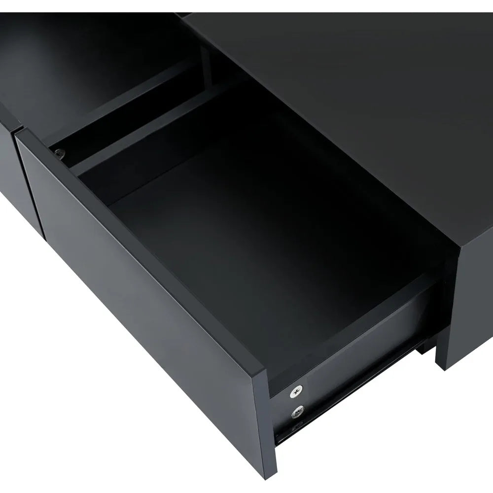 Movable Square Coffee Table With Hidden Drawers And Storage