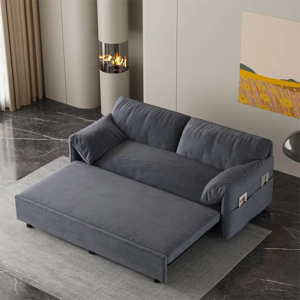 3 In 1 Convertible Sleeper Sofa Bed Futon Couch Velvet