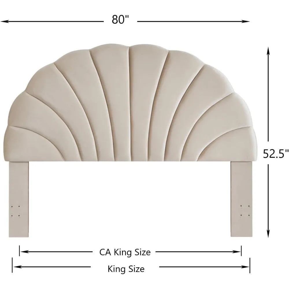 Stunning Crown Design Velvet Upholstered Headboard