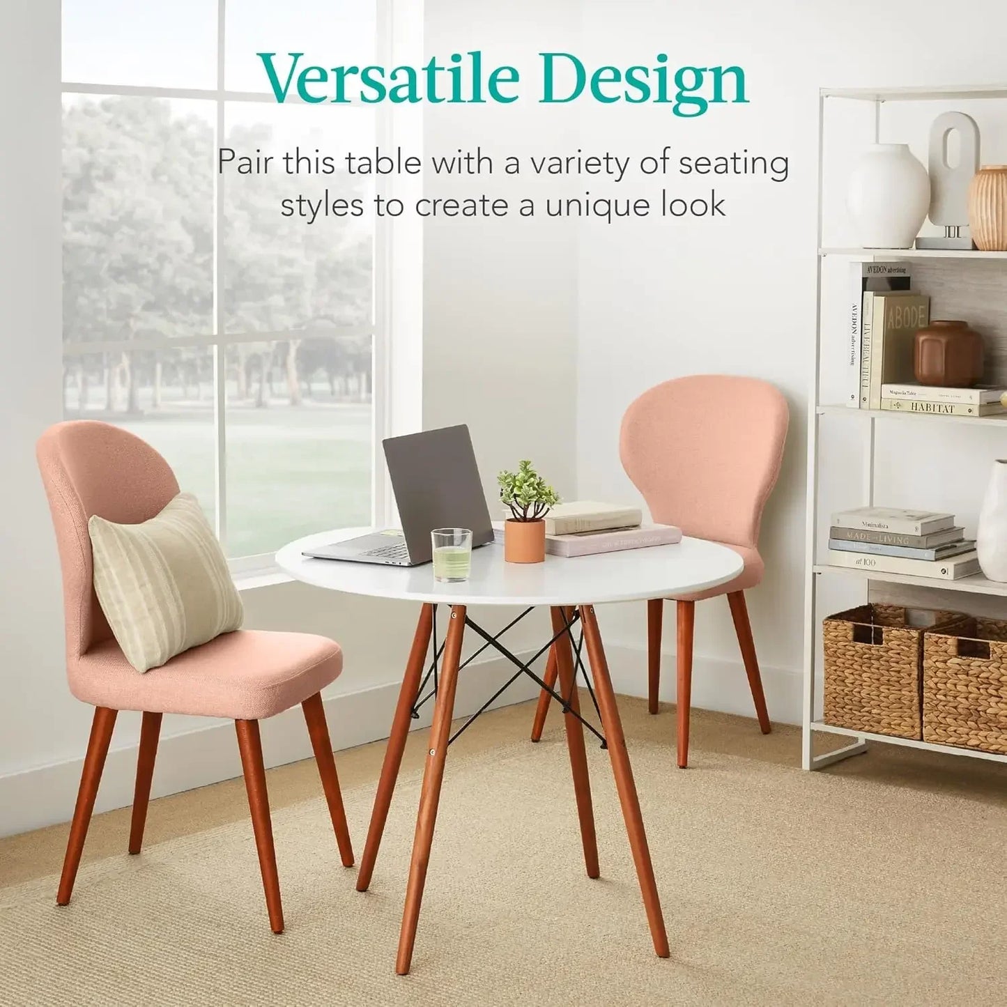 Round Dining Table Mid Century Modern for Two to Four