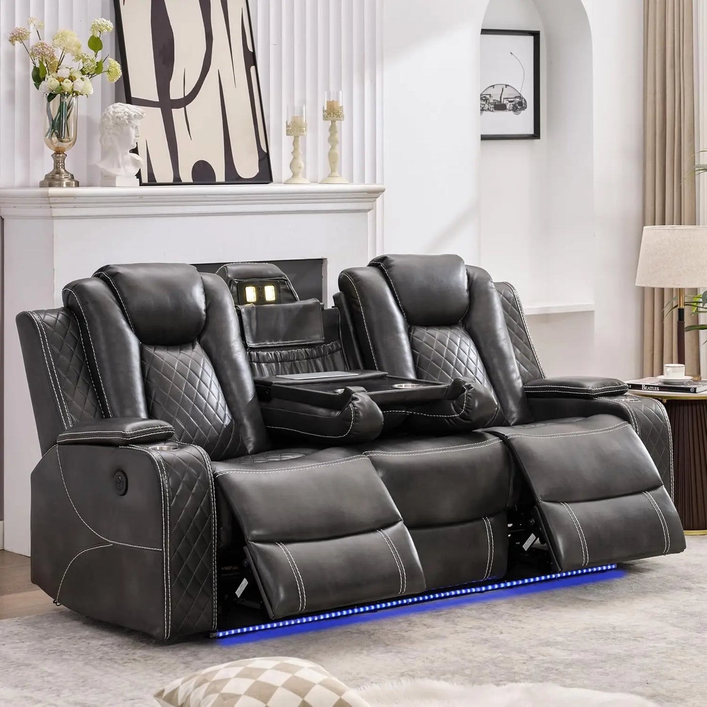Todrani Power Reclining Sofa With Wireless Charger And Drop-down Table