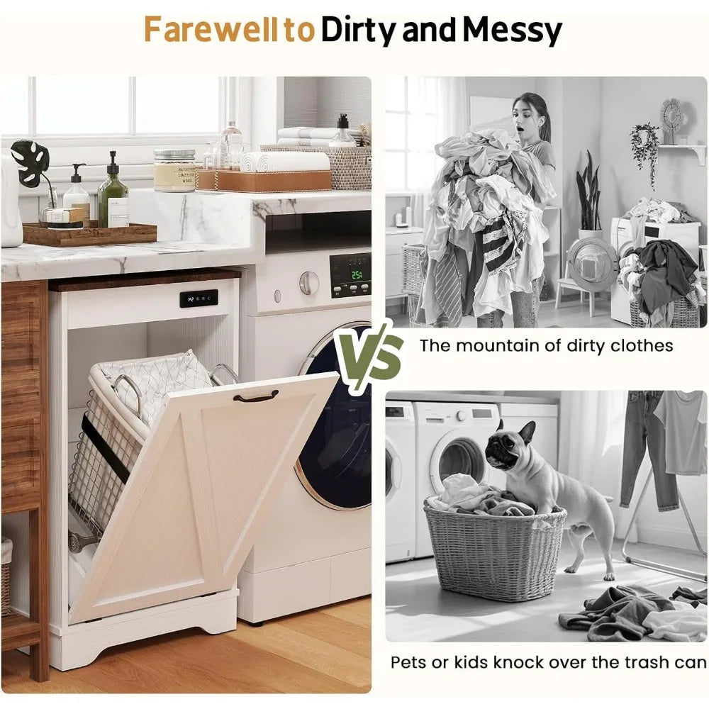 Modern Tilt Out Trash Can Cabinet for Kitchen and Laundry