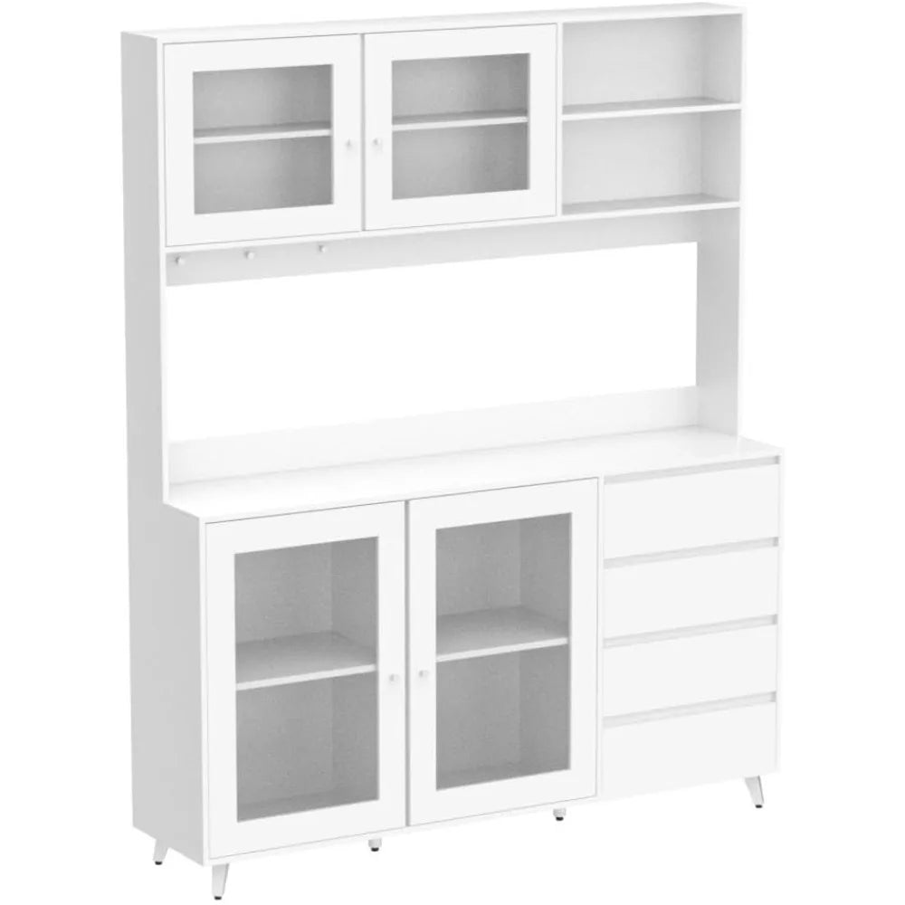 Premium Metal Framework Architectural Kitchenscape Hutch Cabinet Glass Doors Drawers