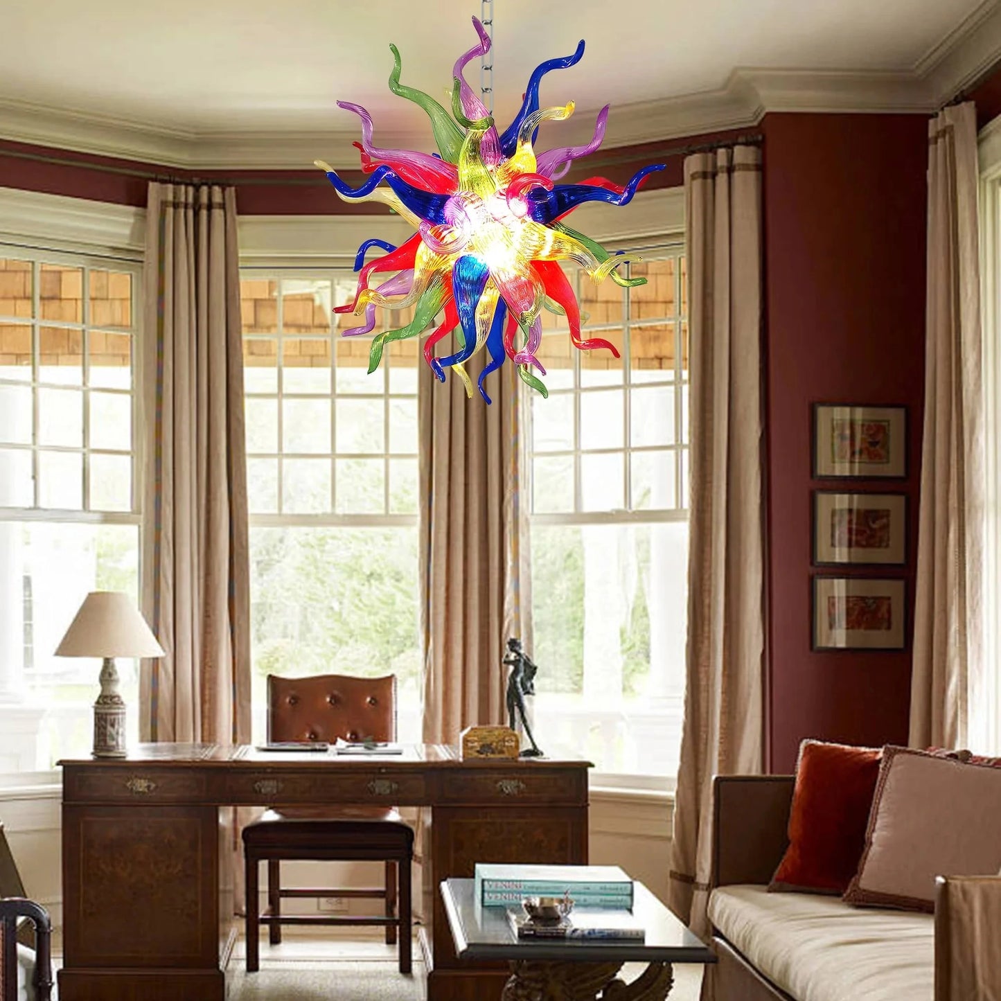 Longree Blown Glass Chandelier Art Deco Ceiling Light