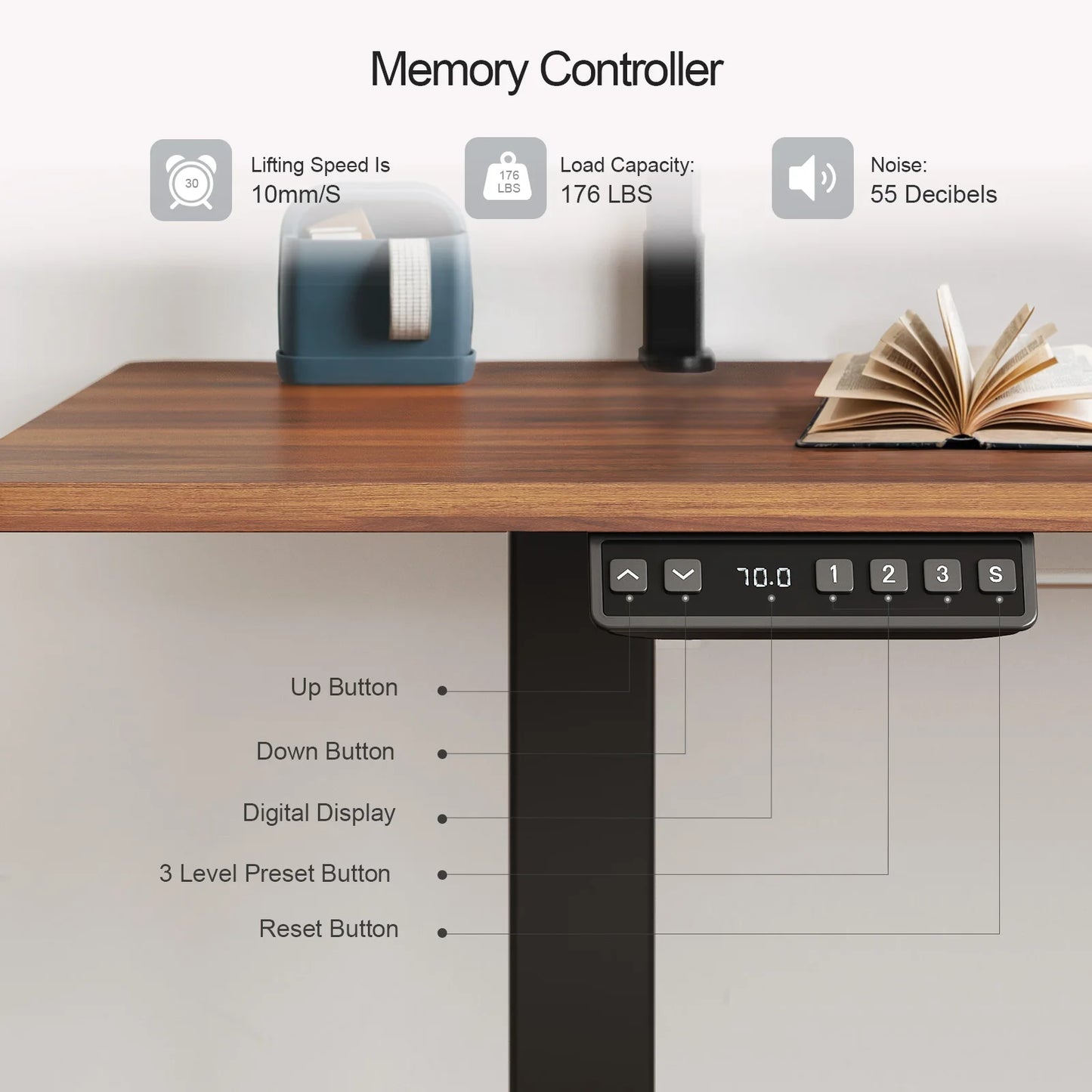 ONBRILL Standing Desk With 2 Adjustable Monitor Shelves