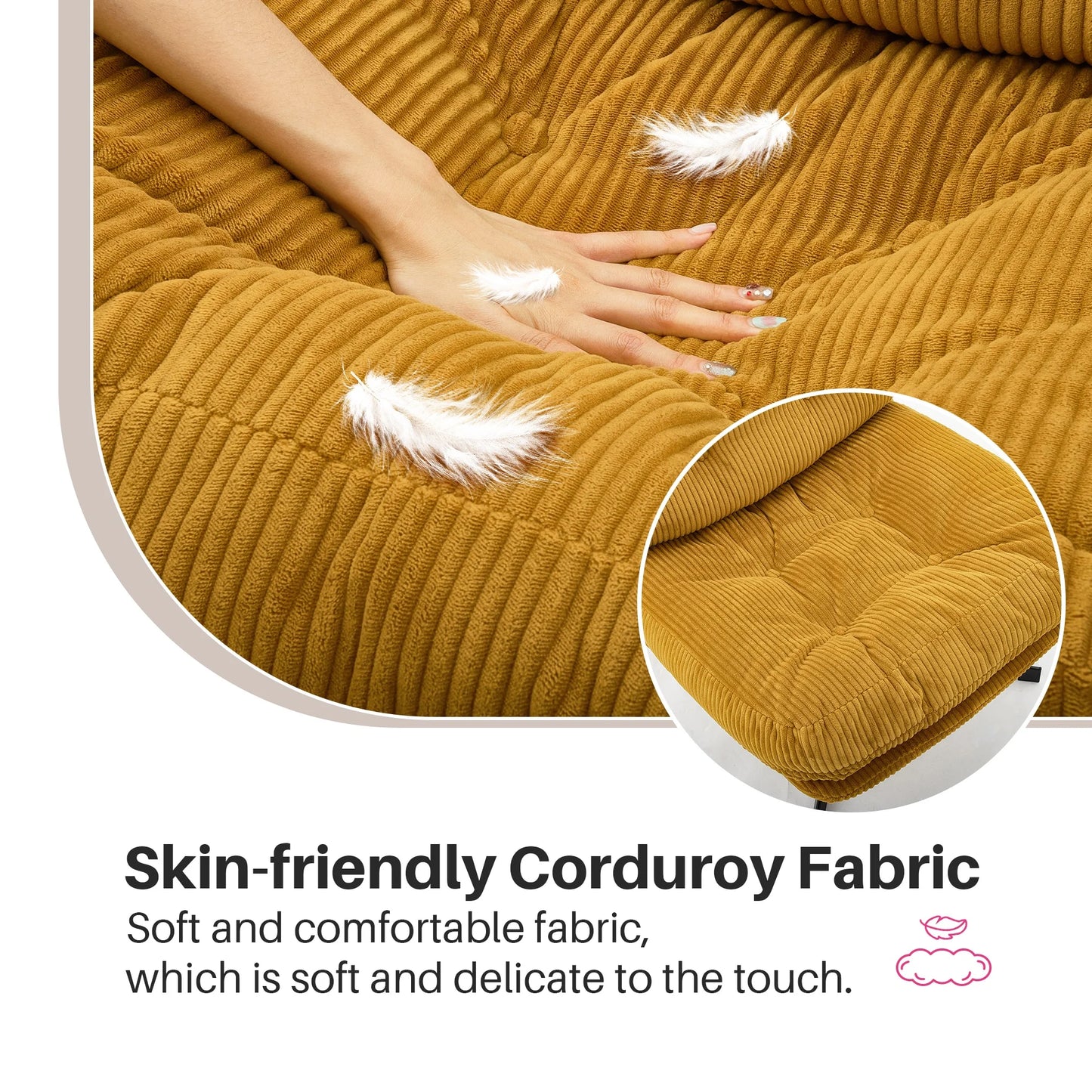 Corduroy Upholstered Swivel Lounge Chair With Footrest