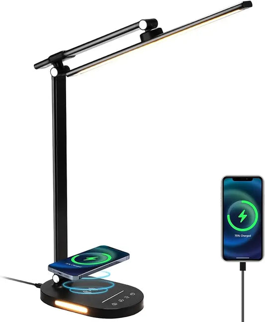 Lightess LED Desk Lamp Wireless Charger USB Touch Control