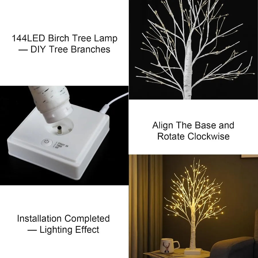 Valery Madelyn 2 Pack 144 LED Birch Tree Lamps With Timer