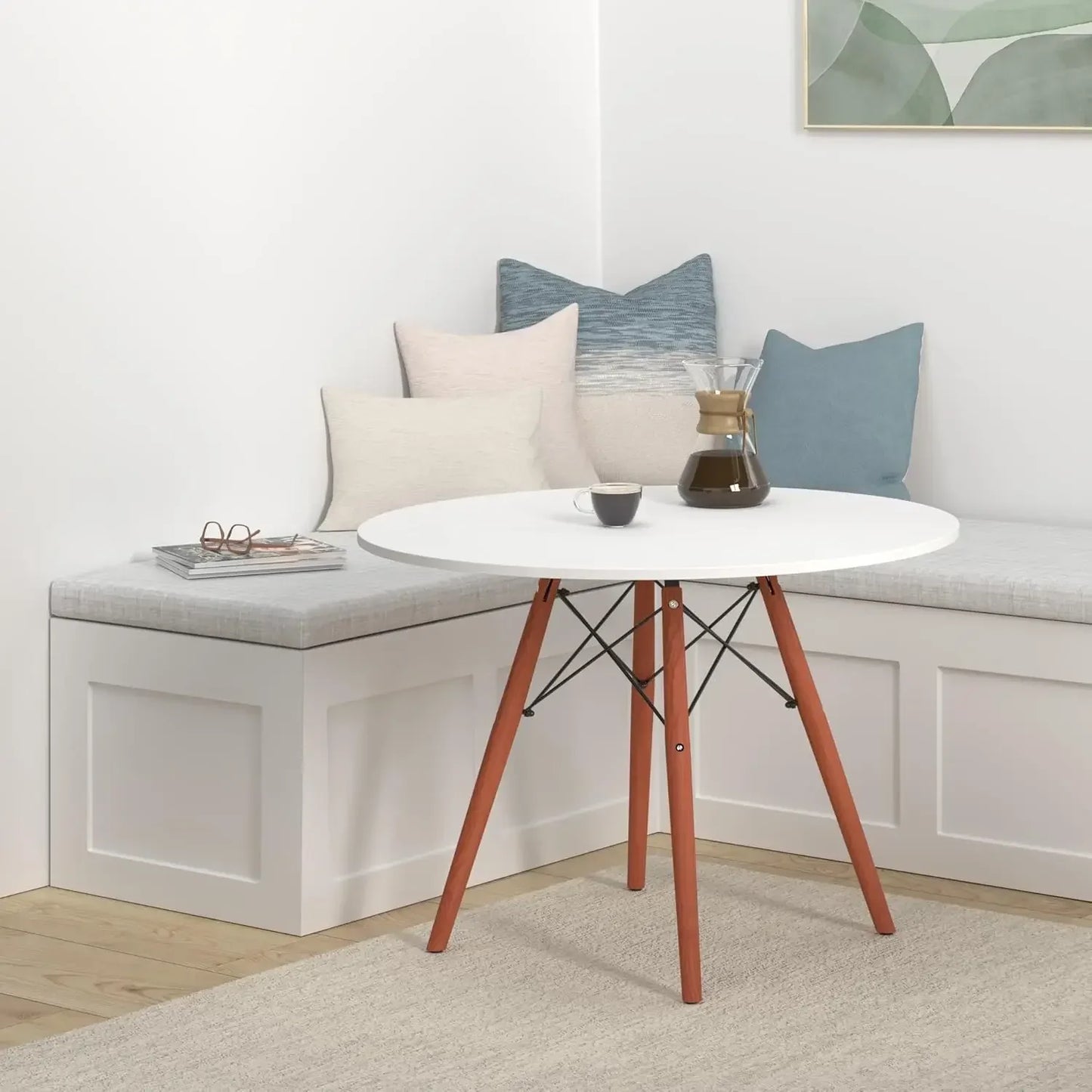 Round Dining Table Mid Century Modern for Two to Four