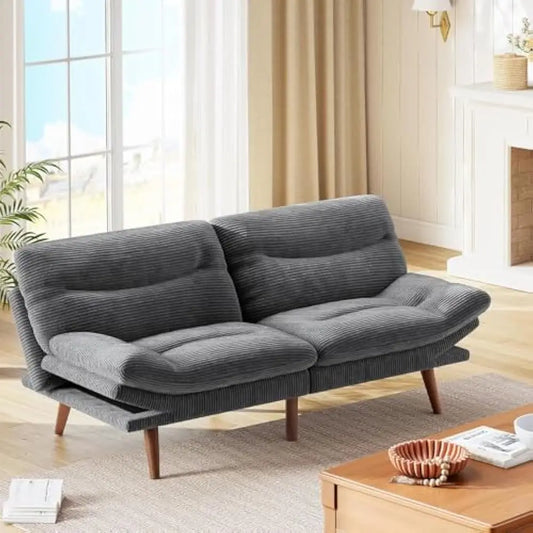 Futon Sofa Bed With Adjustable Backrest And Armrests