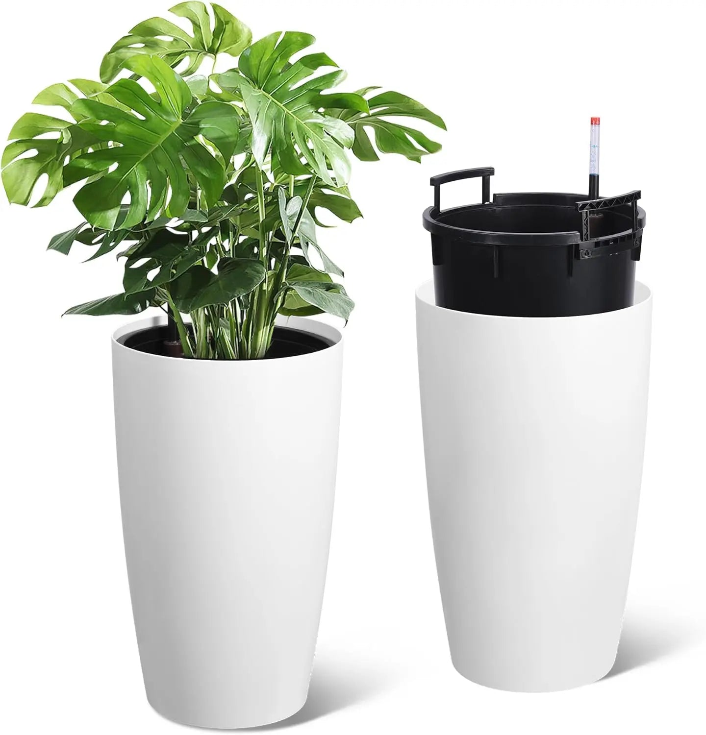 Self Watering Planter Set With Water Level Gauge Pair