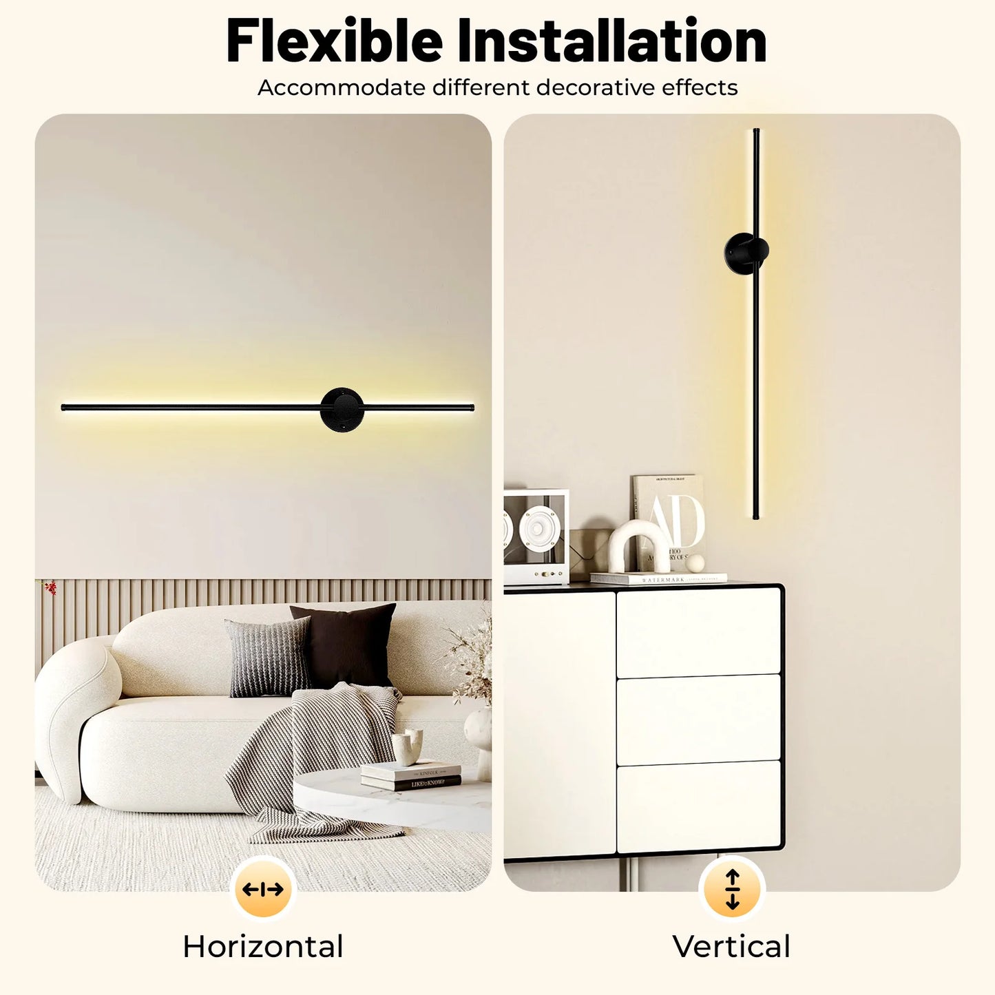 Linear LED Wall Lamp Warm Light For Indoor Outdoor Use