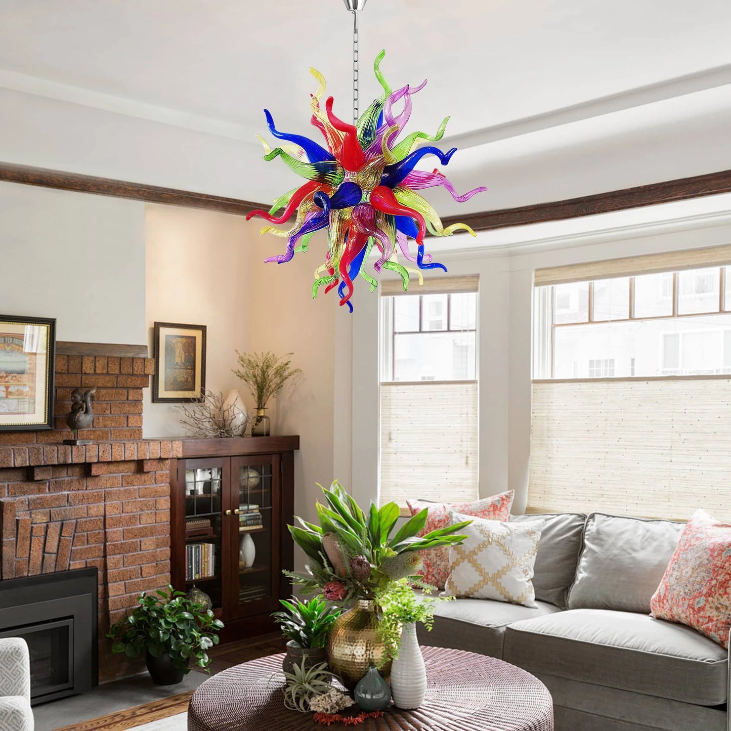 Longree Blown Glass Chandelier Art Deco Ceiling Light