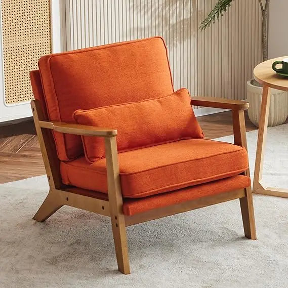 Mid-Century Modern Lounge Chair With Wide Armrests Fleece