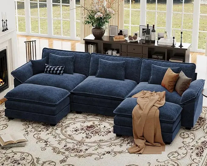 Modular Sectional Sofa With Movable Ottomans For Flexible Configurations