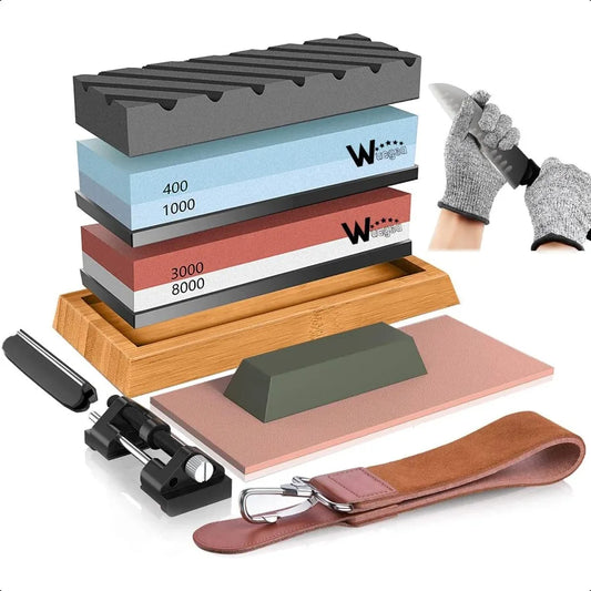Knife Sharpening Stone Kit 400 1000 3000 8000 Grit Wet