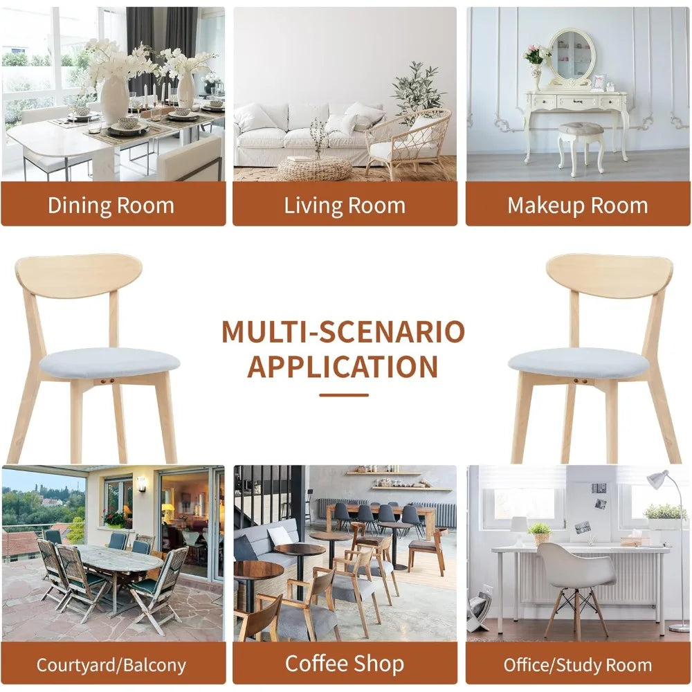 Mid Century Modern Linen Upholstered Dining Chair Set