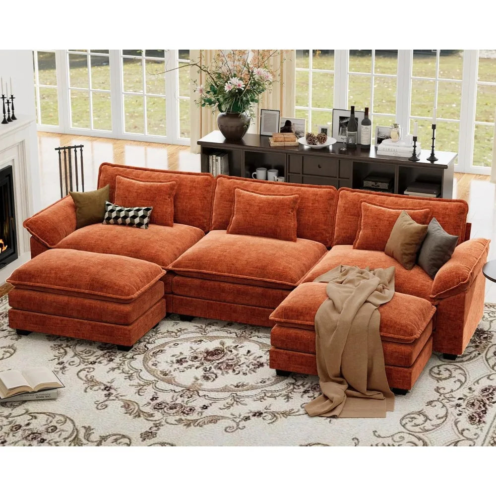 Modular Sectional Sofa With Movable Ottomans For Flexible Configurations