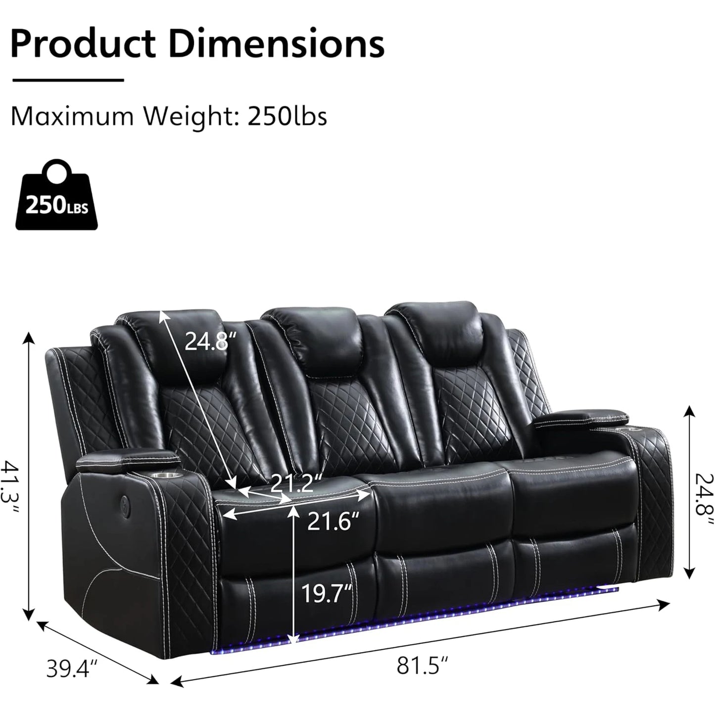 Todrani Power Reclining Sofa With Wireless Charger And Drop-down Table