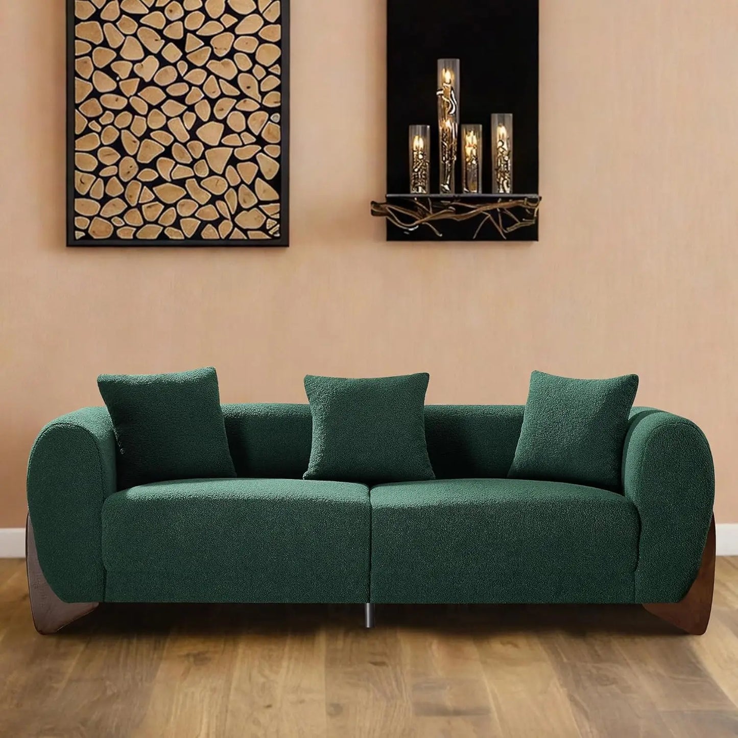 Combination Sherpa Boucle U Shaped Sofa With Deep Cushion