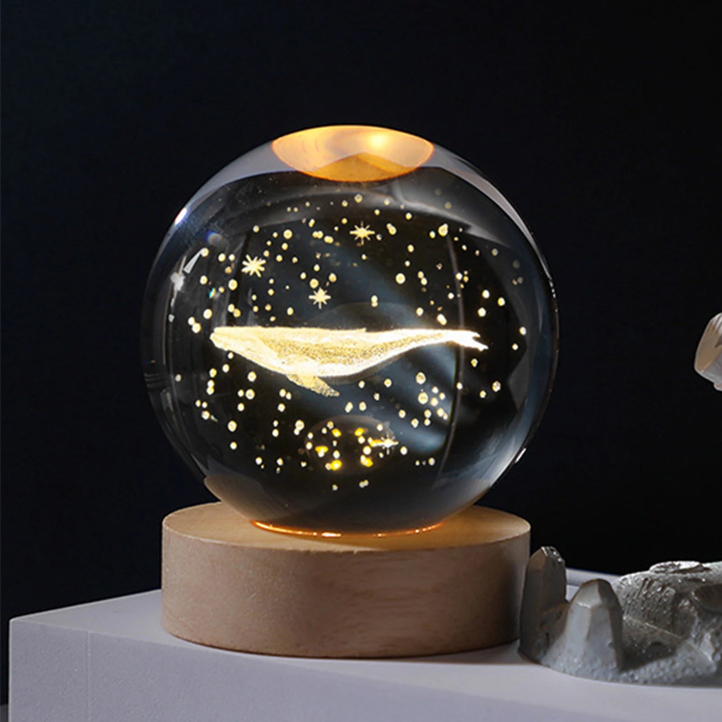 Crystal Ball Night Light Moon Table Lamp USB Decor Gifts