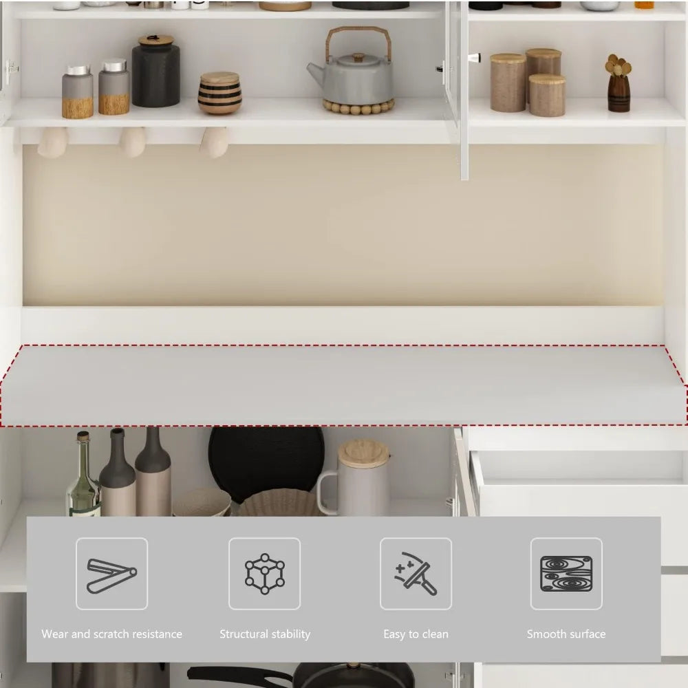 Premium Metal Framework Architectural Kitchenscape Hutch Cabinet Glass Doors Drawers