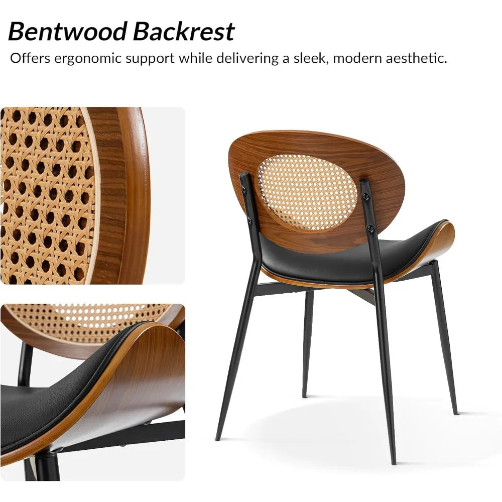 Luxu Set of Two Modern Chairs With Rattan Backrests