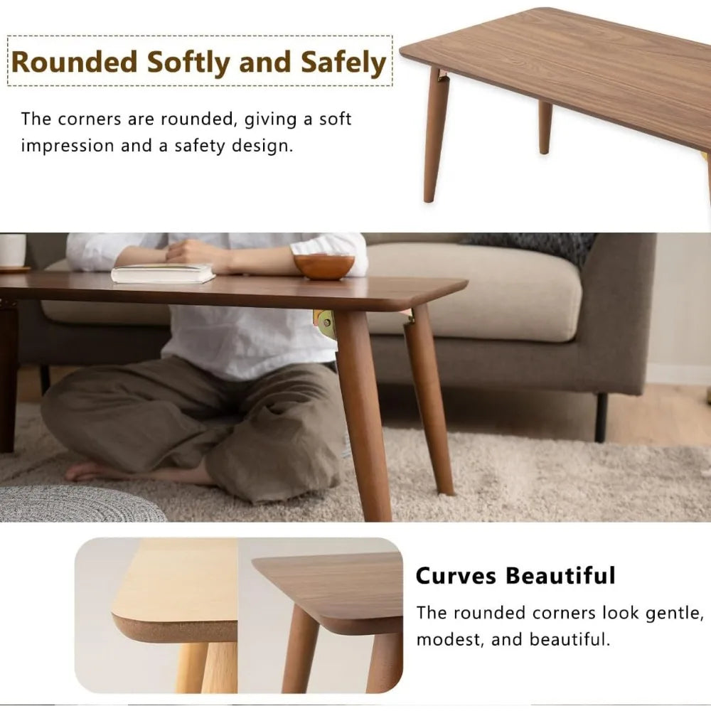 Wood Folding Coffee Table Natural Minimalist Japanese