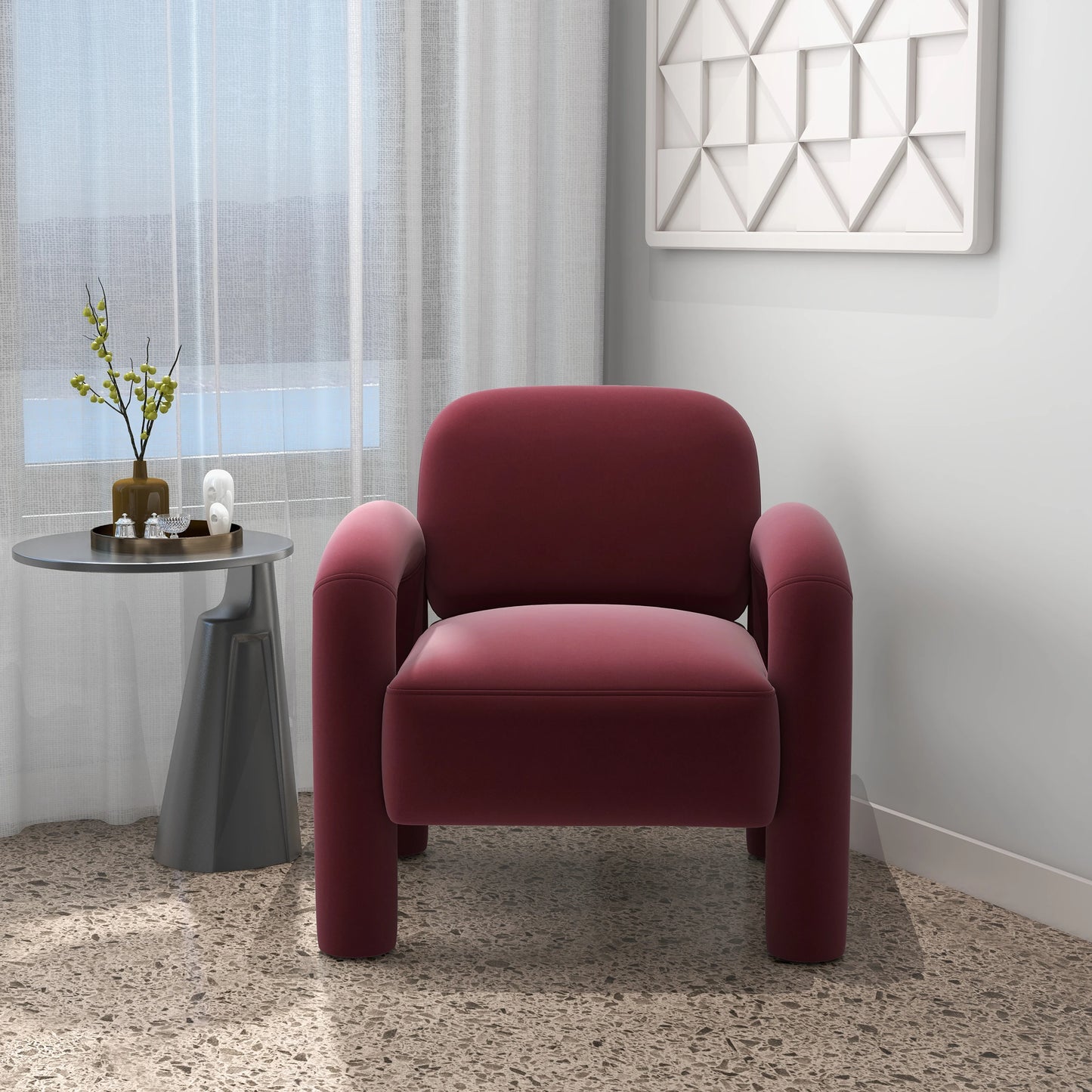 Seynar Mid Century Velvet Upholstered Accent Chair For Living Room
