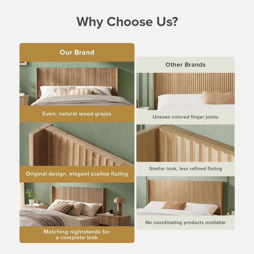 Mopio Brooklyn Wood Headboard Modern Farmhouse Bohemian Wall Mount