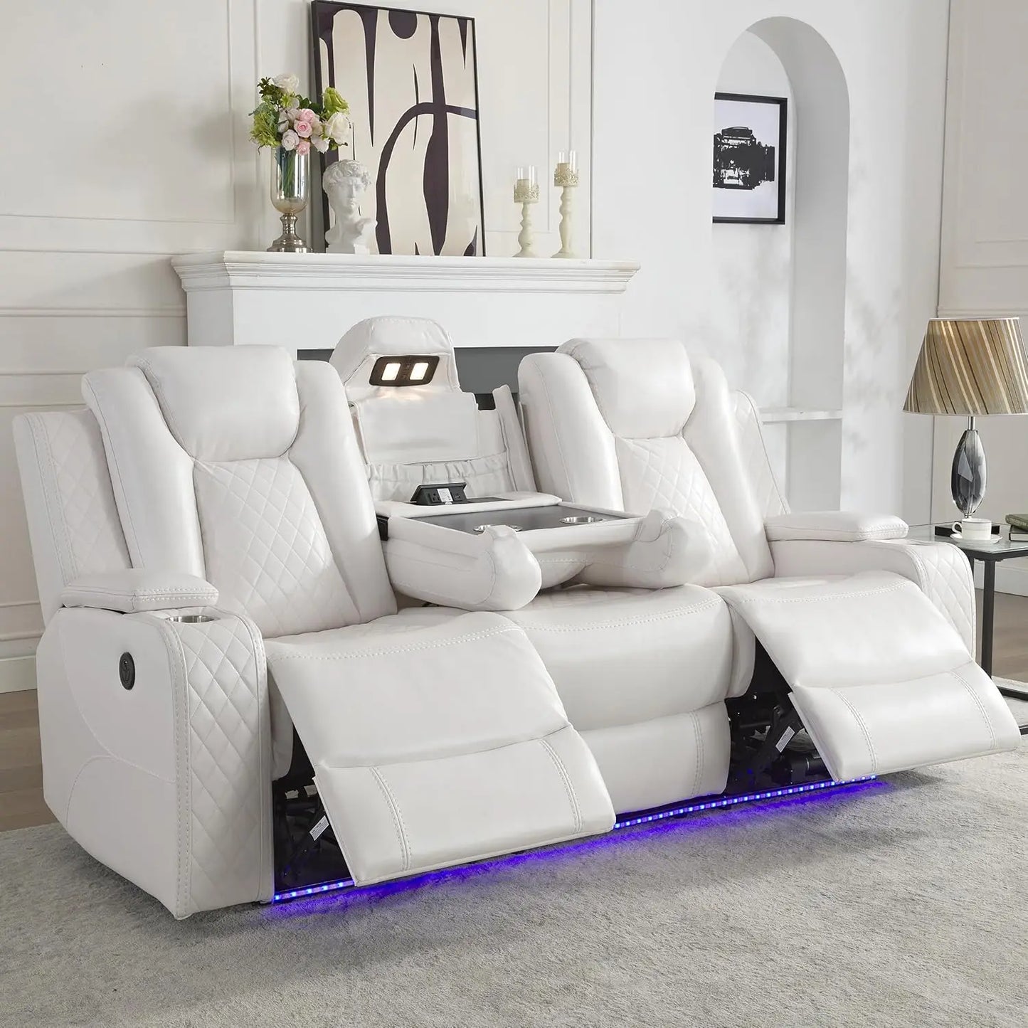 Todrani Power Reclining Sofa With Wireless Charger And Drop-down Table