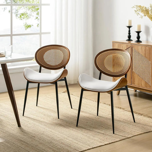 Luxu Set of Two Modern Chairs With Rattan Backrests