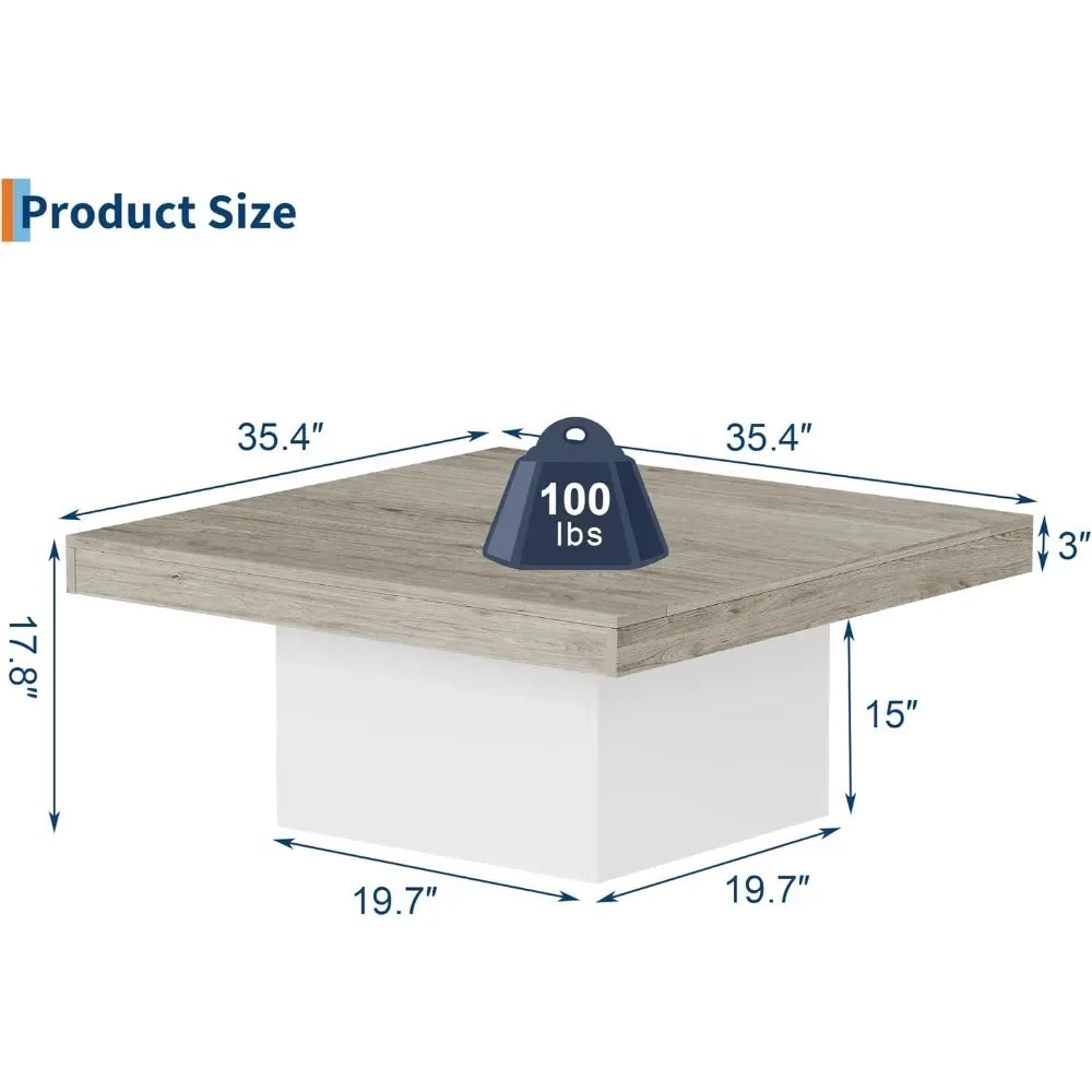 LED Light Square Coffee Table for Living Room and Office