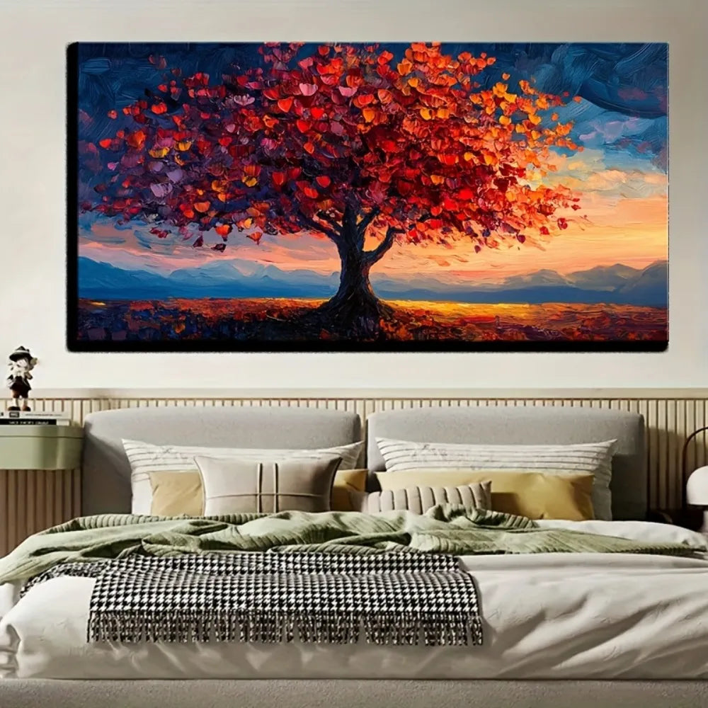 Tree Of Life Canvas Art Deco Painting With Pine Frame