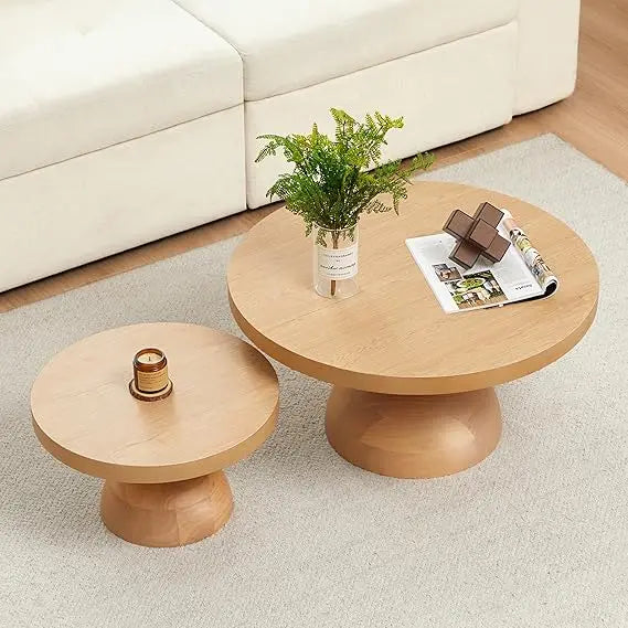 Solid Wood Nesting Coffee Tables Pair Mid Century Modern