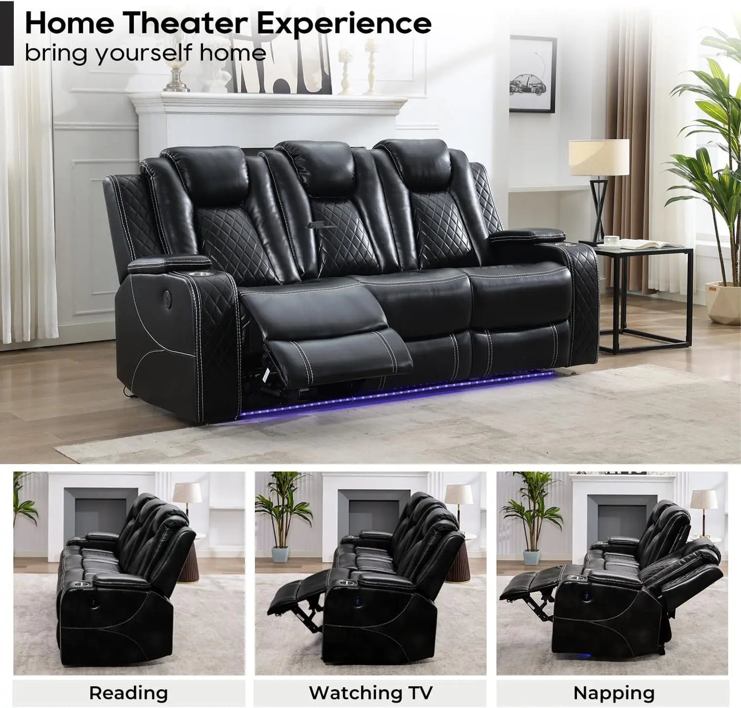 Todrani Power Reclining Sofa With Wireless Charger And Drop-down Table