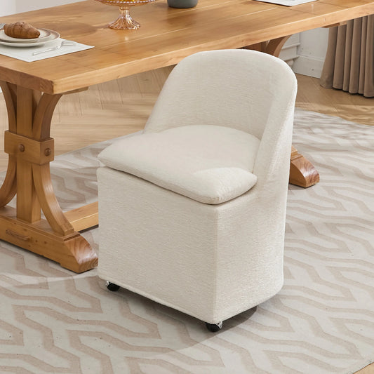 Wavesloop Chenille Dining Chairs Set With Universal Wheels