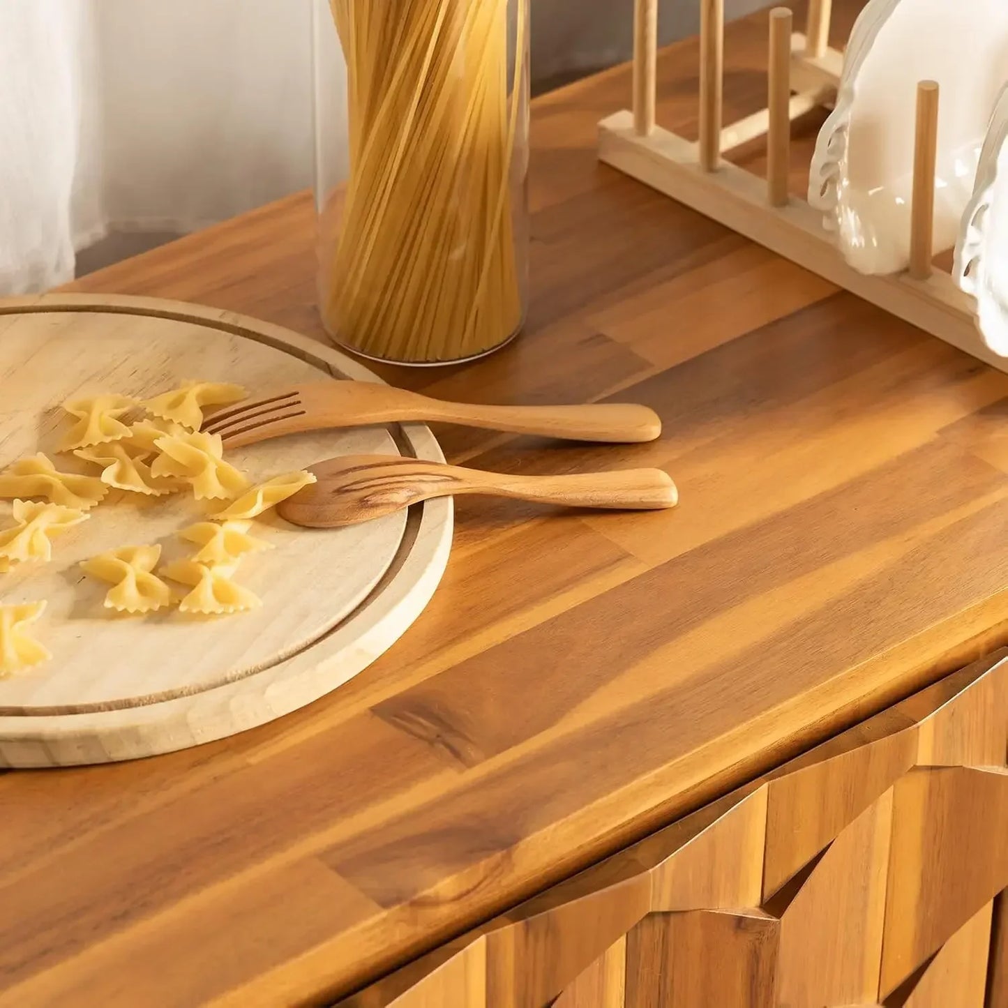 Georgina Solid Wood Sideboard With Geometric Pattern