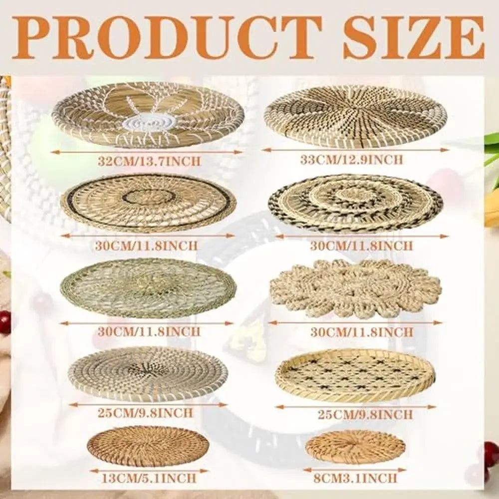 Boho Wall Decor Basket Set Rustic Woven 11 Pieces Gift