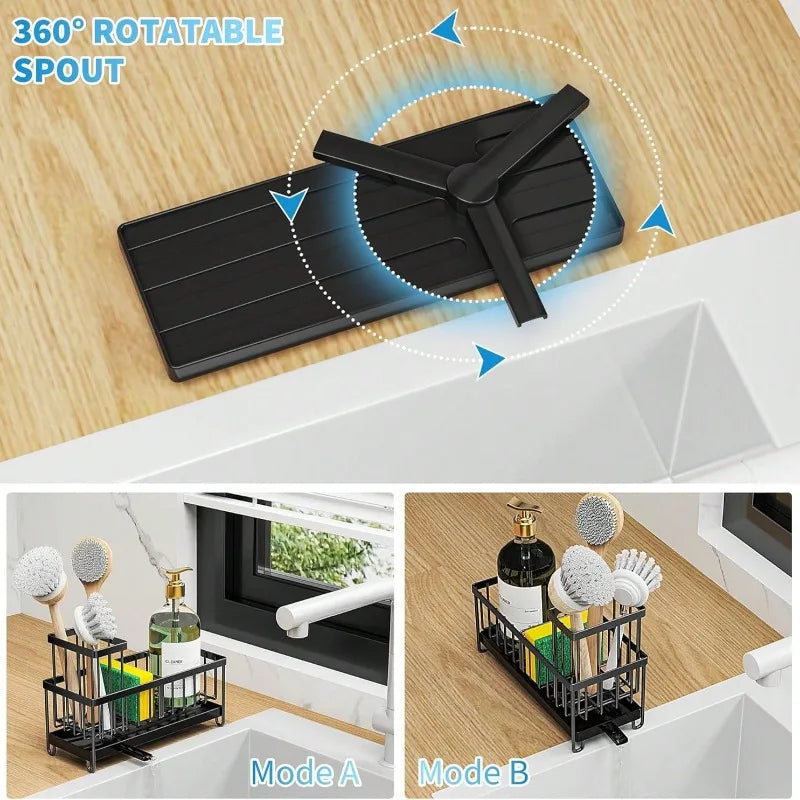 Kitchen Sink Organizer Rack Sponge Drain Holder Rag Storage