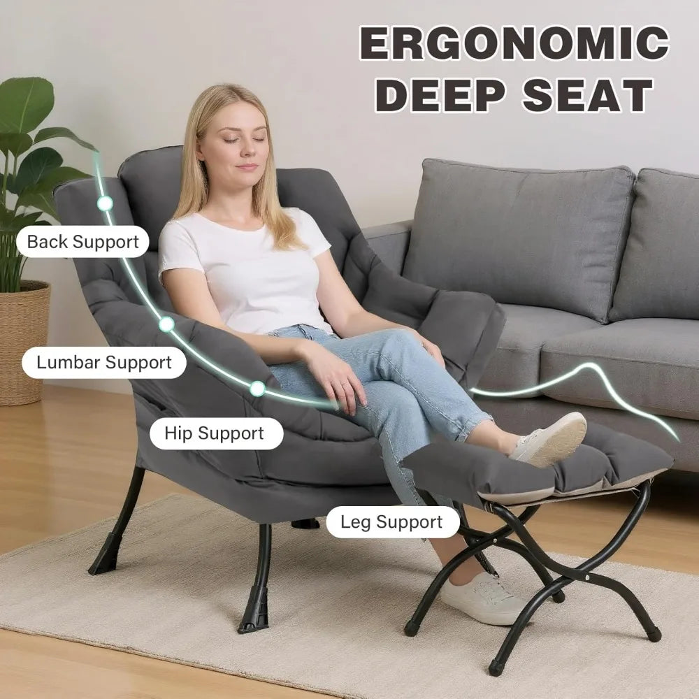 Modern Lounge Chair With Ottoman For Relaxation And Comfort