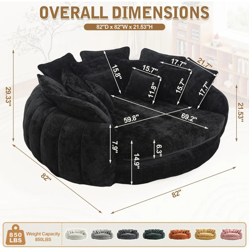 Sofa Bed With Chaise Lounge Chenille Upholstered Modern Couch