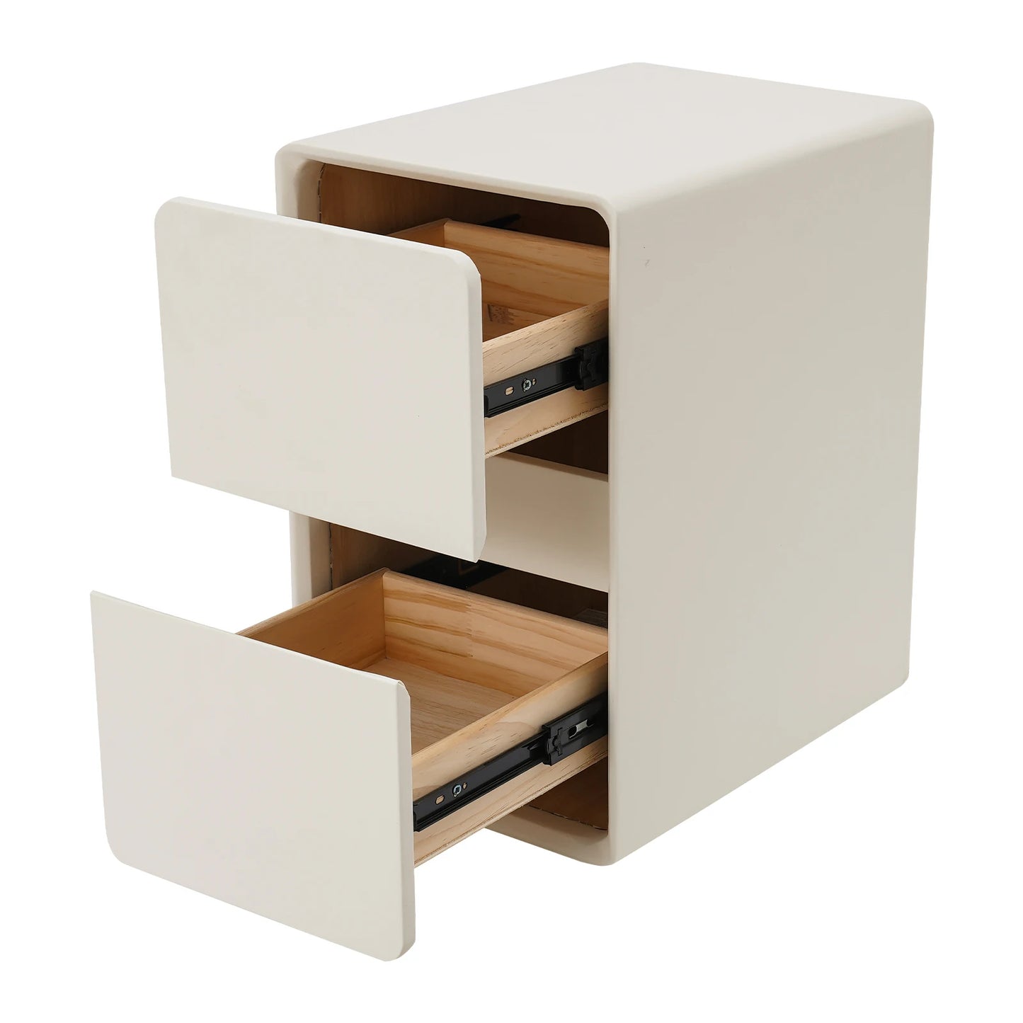 Narrow 2-Drawer Bedside Nightstand With Storage Cabinet