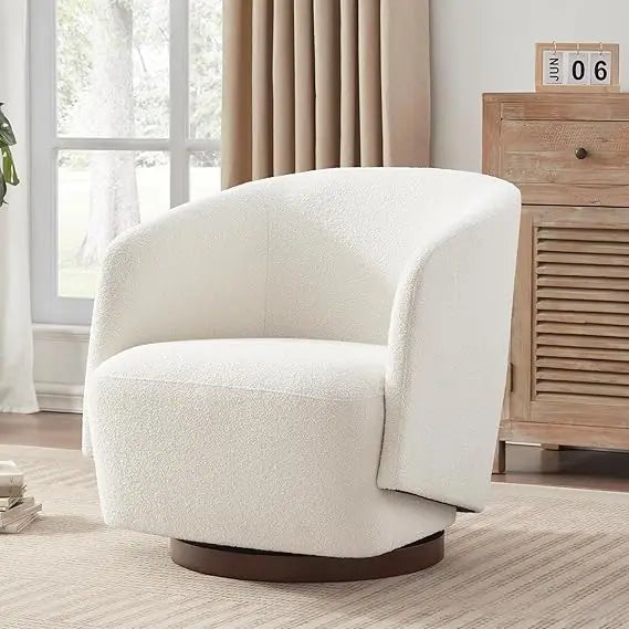 Swivel Upholstered Accent Chair Rubberwood 360 Rotation