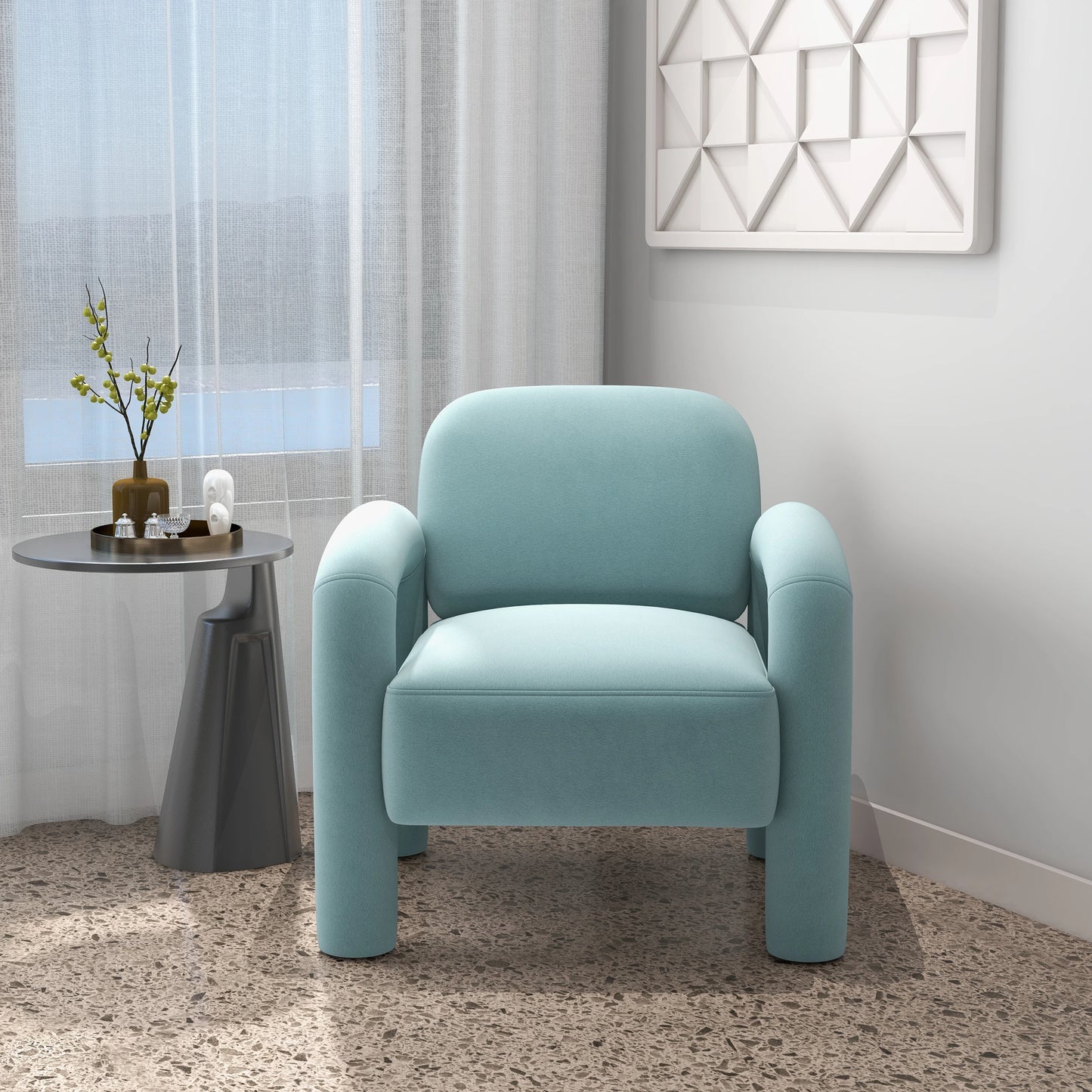 Seynar Mid Century Velvet Upholstered Accent Chair For Living Room