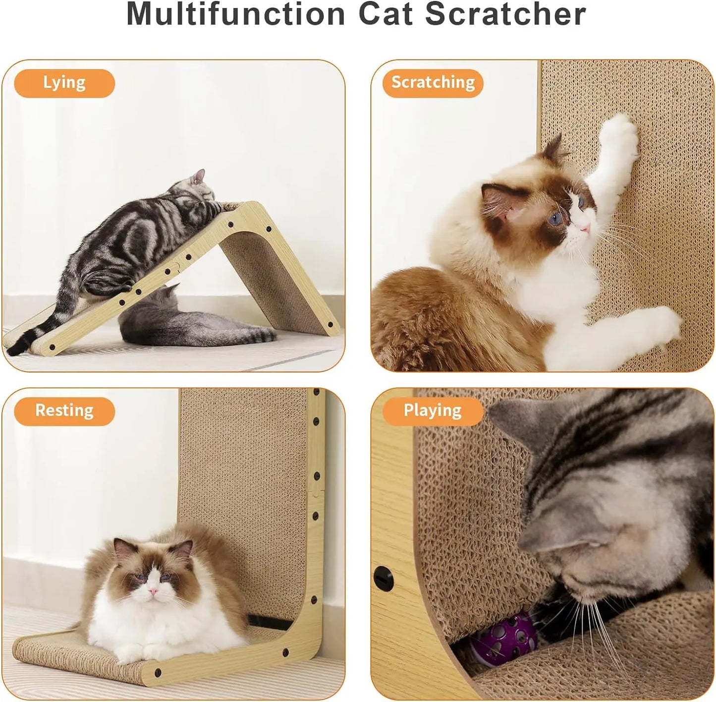 L Shape Cat Scratcher Indoor Cats Cardboard Scratching