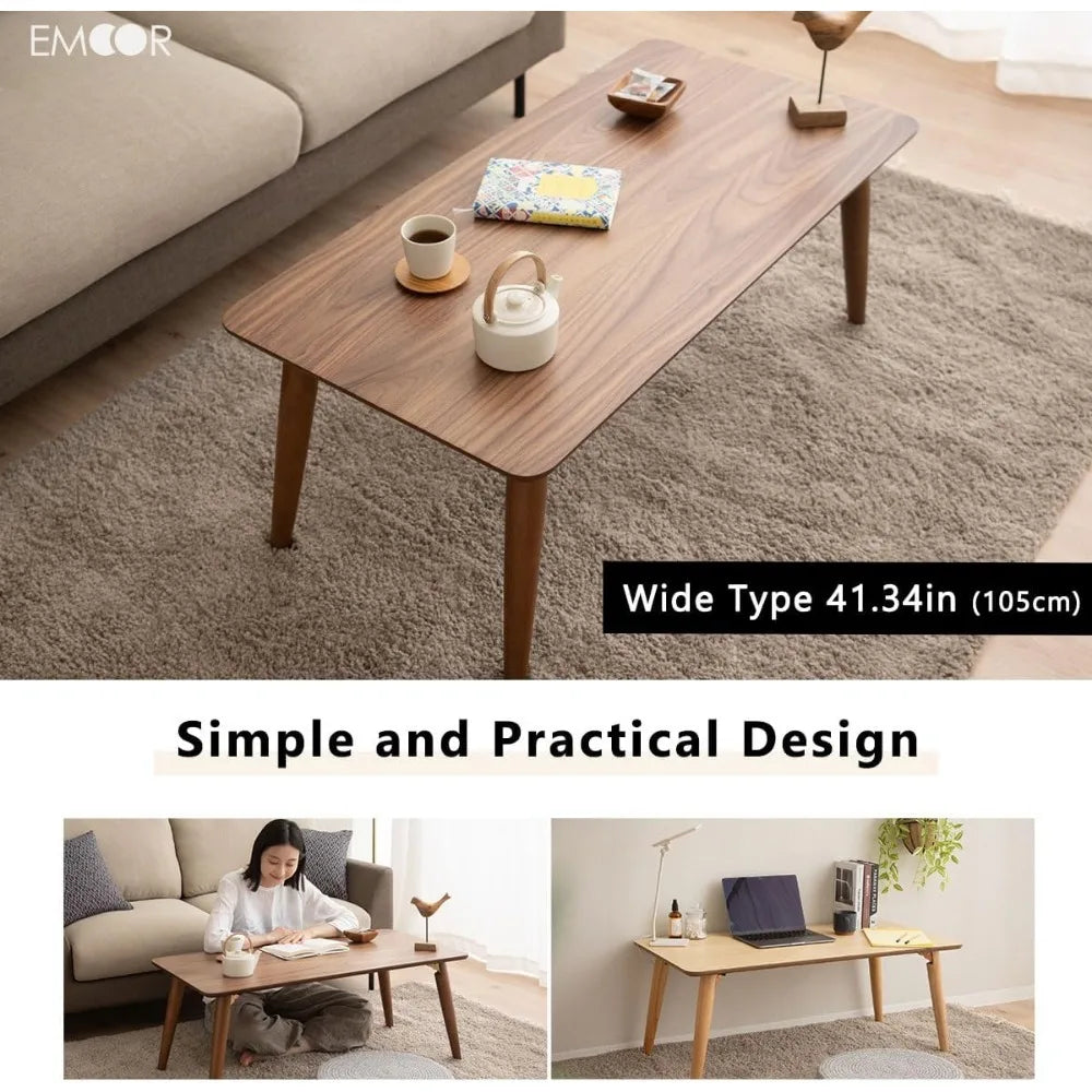 Wood Folding Coffee Table Natural Minimalist Japanese